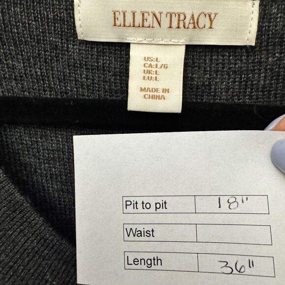 Ellen Tracy Wool Blend Sweater Duster Grey - Picture 9 of 9